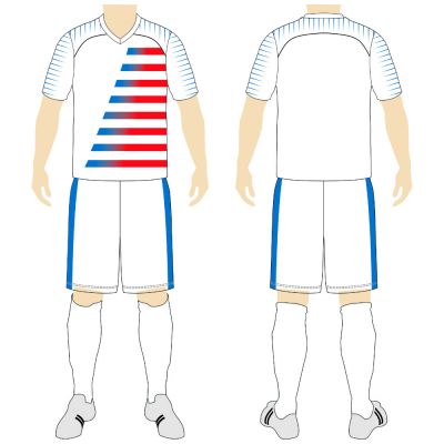 White Blue Red Soccer Uniform