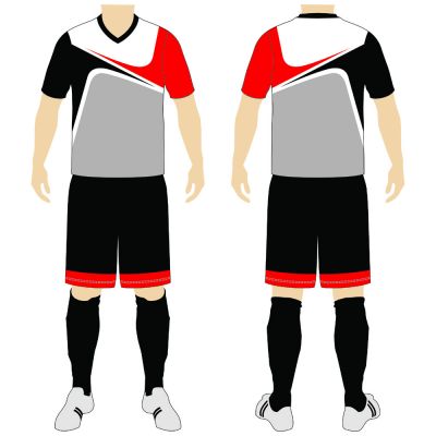 Black Grey Red Soccer Uniform